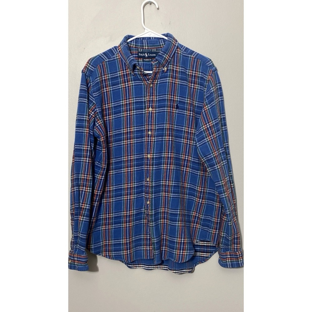 Polo Ralph Lauren Large Heavyweight Textured Cotton Plaid Work Shirt Button Down
